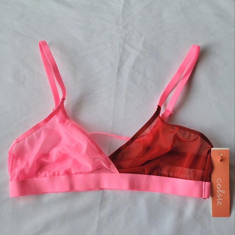 Colsie Mesh Bralette | Pink and Red Valentines Day Date Night Rave Festival Sexy